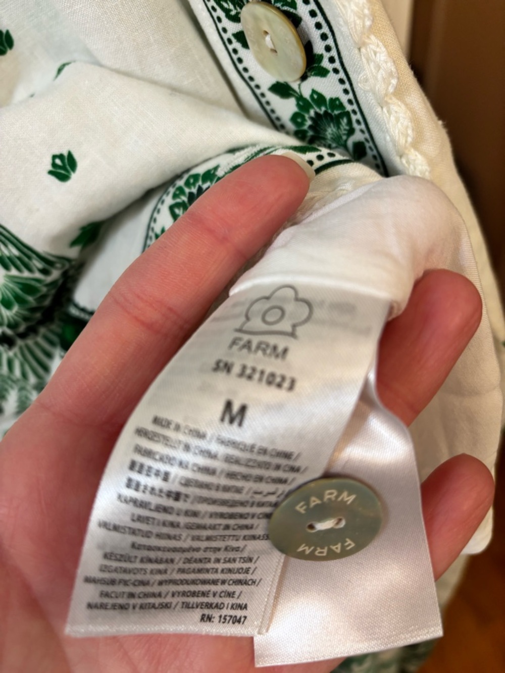 new Farm Rio Forest Soul Off-White Maxi Dress green and white floral sundress - Picture 12 of 12